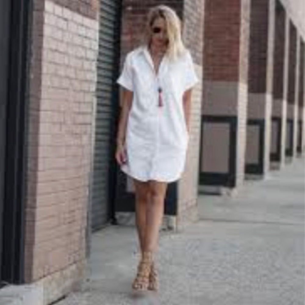 Madewell Courier Shirtdress Cotton/Linen Blend in White  Sz. XS